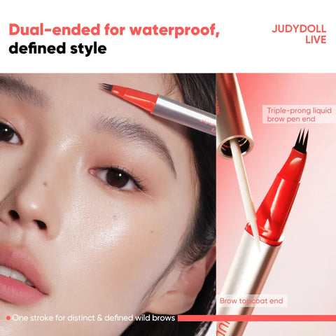 Judydoll Dual-ended Triple-Prong Liquid Brow Pen - #01 Grey