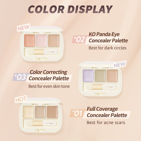 Judydoll Moisturizing Three-Shades Concealer Palette - 01 Full Coverage