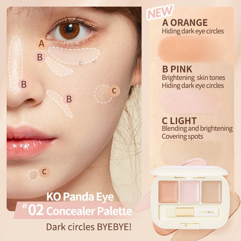 Judydoll Moisturizing Three-Color (Three-Shades) Concealer Palette #02 KO Panda Eye