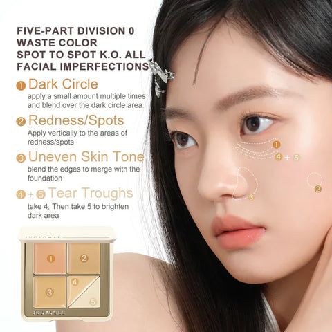 Judydoll 5-Shade Full Coverage Concealer Palette #01 Light Skin 6G