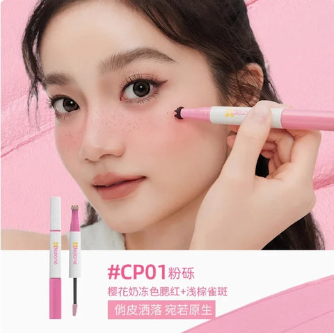 Dezone Double-Headed Freckles & Blush Pen #CP01 Sakura Pink (4g+1ml)