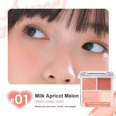 Judydoll 4 Color Blush & Highlight Palette #04 Sunbath